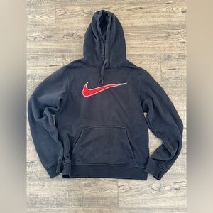 Nike Y2K Blue Tag Sweatshirt Red Mesh Swoosh Hoodie  Size Small Black Pullover